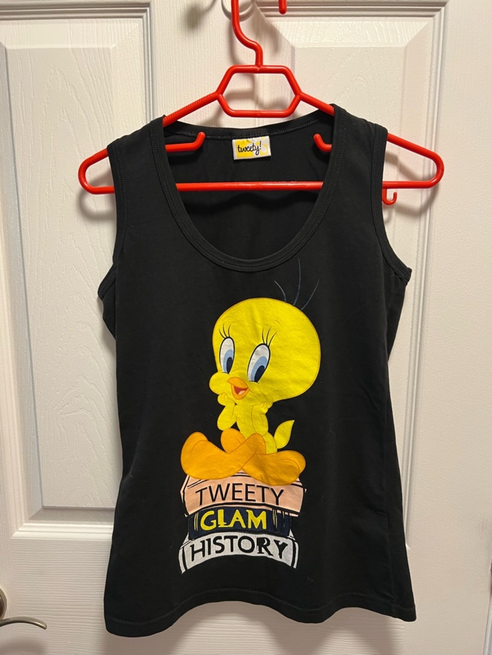 Black Girls' Graphic Tank Top with Yellow Character Print